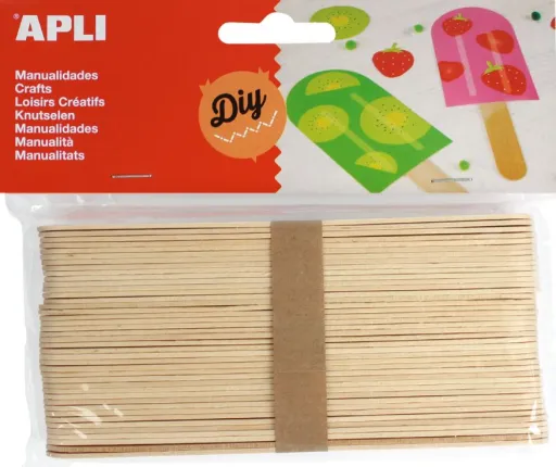 Kit Manualidades Palitos Jumbo Natural 150x18mm 40un. – Apli