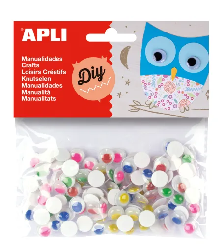Kit Manualidades Olhos Móveis Coloridos 100un. – Apli