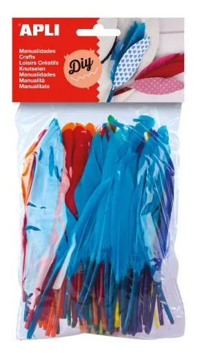 Kit Manualidades Canetas com Penas Decorativas 100un. – Apli