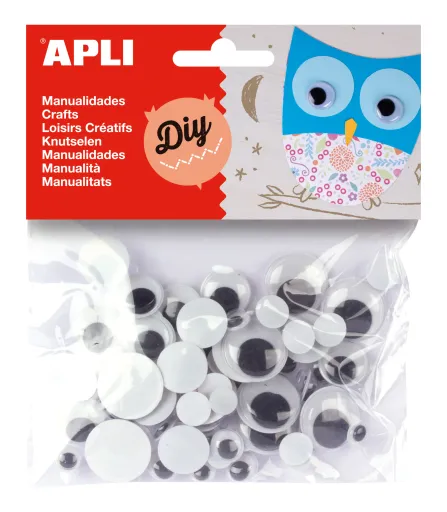 Kit Manualidades Olhos Móveis Pretos 75un. – Apli