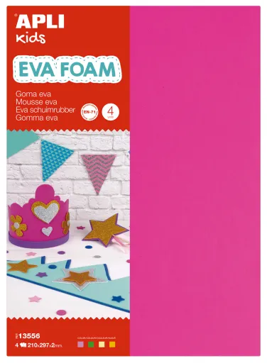 Folhas de Borracha Eva Fluorescentes 200x300x2mm 4un. Cores Sortidas – Apli