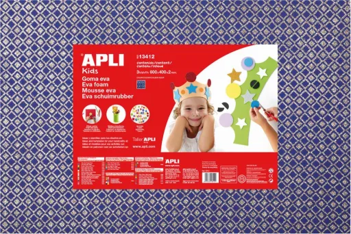 Folhas de Borracha Eva Azul com Losangos Dourados 400x600x2mm 3un. – Apli