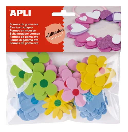 Kit Manualidades Apli Carimbos de Borracha Eva em Flores 30mm 40un.