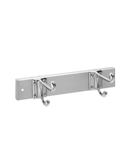 Cabide de Parede em Aço Inox Escovado 50x45x250 mm com 2 Ganchos Duplos