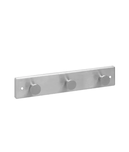 Cabide de Parede em Aço Inox Escovado 50x45x250 mm com 3 Ganchos Simples
