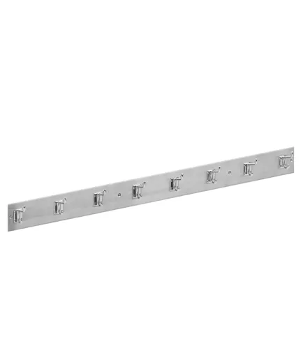 Cabide de Parede em Aço Inox Escovado 10x125x1500 mm com 8 Ganchos Duplos
