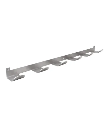 Cabide de Parede em Aço Inox Escovado 50x90x750 mm com 6 Ganchos