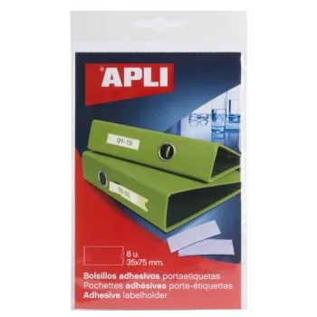 Bolsa Porta Etiquetas Autocolantes 46x75mm Transparente – Pack 6 Folhas
