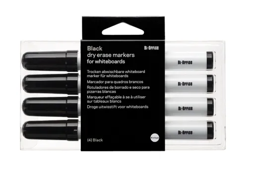 Marcadores para Quadro Branco Blister 4 Unidades Preto - Bi-Office