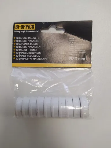 Ímanes Super Fortes Brancos 20mm 10un – Bi-Office