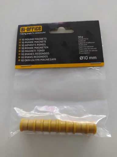 Ímanes Super Fortes Amarelos Bi-Office 10mm – Bi-Office