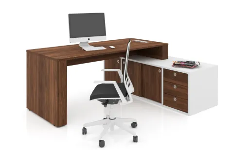 Secretária de Escritório com Armários 1600x1700mm - Linea