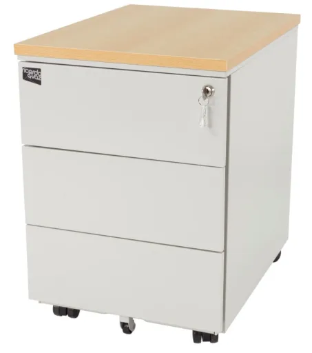 Bloco Gavetas 400x540x520 mm Cinza com Tampo Faia - Riva
