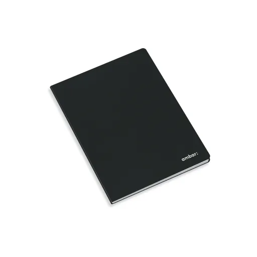 Caderno Agrafado A5 Capa Preta Quadriculado 80 Folhas – Ambar