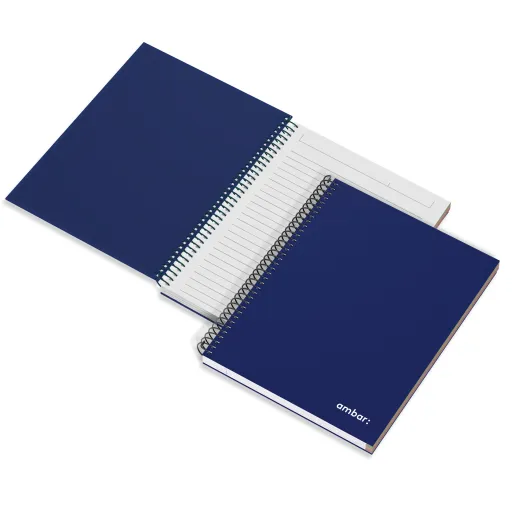 Caderno Espiral Capa Dura A5 120 Folhas Pautado 70g Azul – Ambar