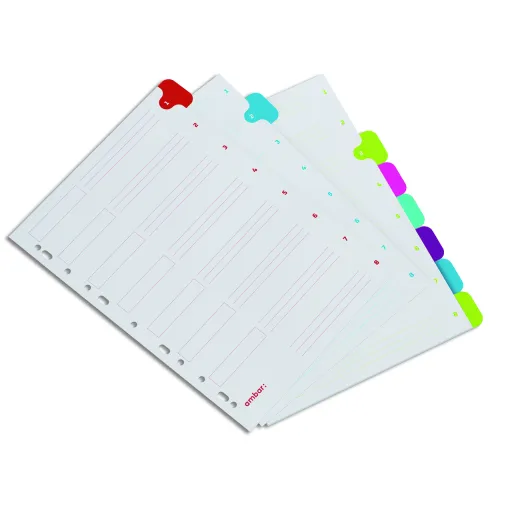 Índice Separadores A4 Cartolina 8 Posições – Ambar 