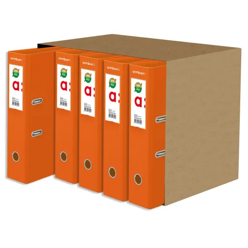 Pasta Arquivo Liso Ambar L. Larga Laranja Liso Blister 10un