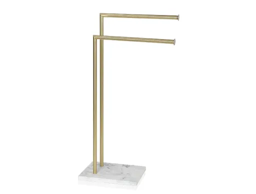 Toalheiro de Chão em Metal Dourado com Base em Mármore – Andrea House