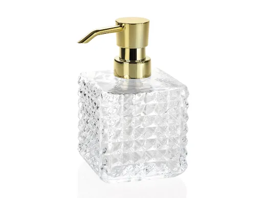 Dispensador de Vidro Efeito Diamante Dourado 300 ml