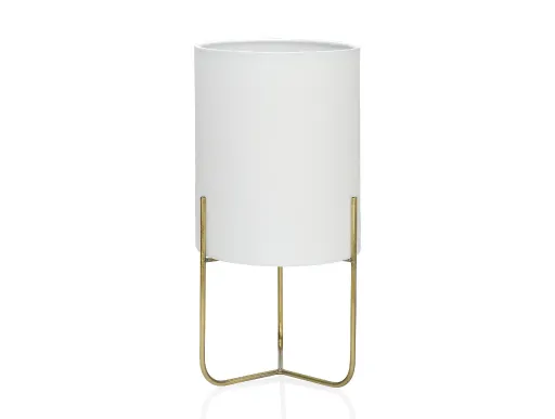 Candeeiro de Mesa Branco e Bronze Ø30 x 50 cm