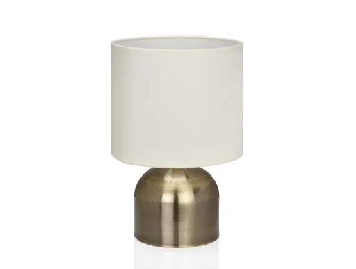 Candeeiro de Mesa Bege Redondo de Bronze