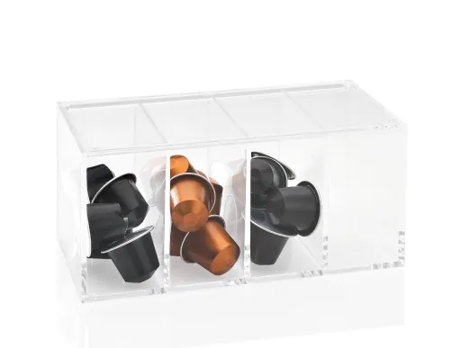 Caixa Acrílica para Cápsulas de Café com 4 Compartimentos – Andrea House
