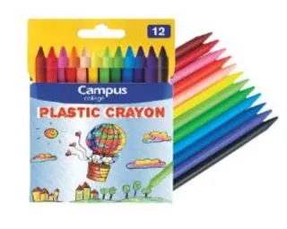 Lápis de Cera Plastic Crayon 12 Cores - Campus