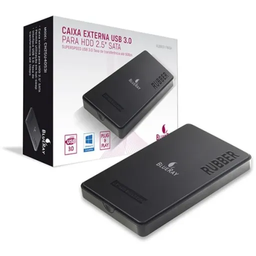Caixa Blueray P/ Disco Externo Borracha 2,5" USB 3.0