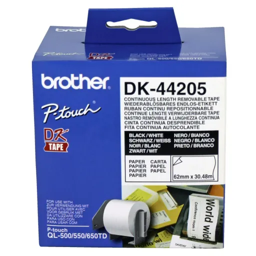 Fita de Papel Contínuo Removível Brother-Branca(62mm X 30,48