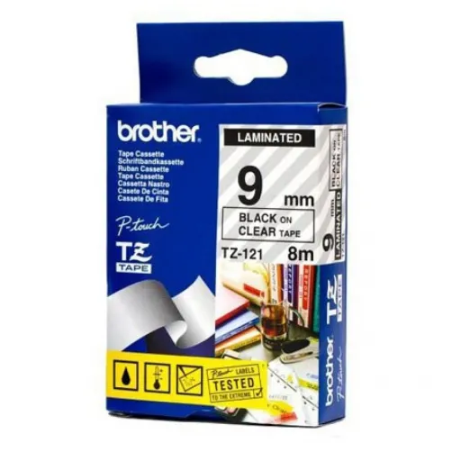 Fita Brother P-Touch Transparente/Preto 9 mm X 8 M