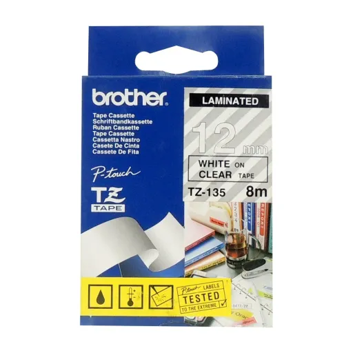 Fita Brother P-Touch Transparente/Branco 12 mm X 8 M