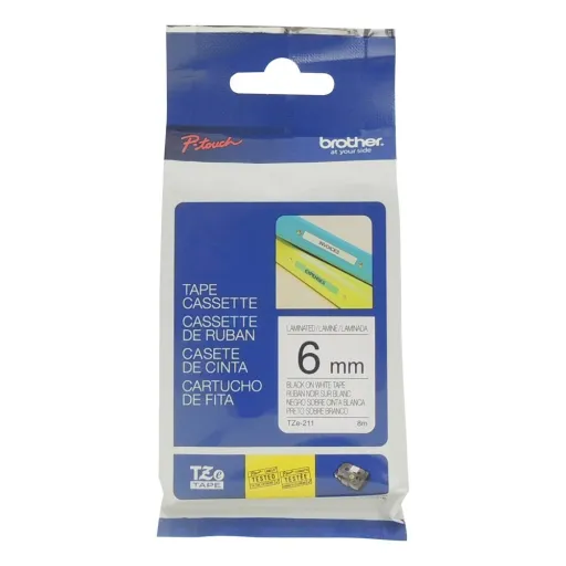 Fita Brother P-Touch Branco/Preto 6 mm X 8 M