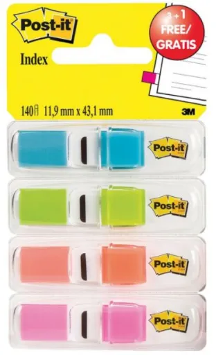 Notas Adesivas Index 4un Cores Brilhantes Post-it