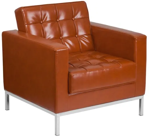 Poltrona FLOR em Pele Camel - Flor