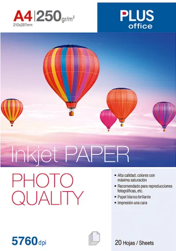 Papel Fotográfico Plus A4 5760dpi 250G 20Fls