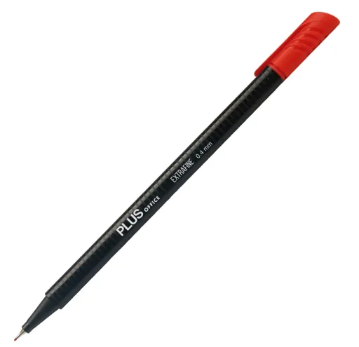 Marcador Extrafino Plus Vermelho – 0,4 mm – Plus Office