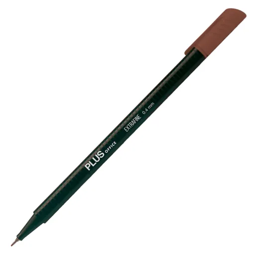 Marcador Extrafino Plus Castanho – 0,4 mm – Plus Office
