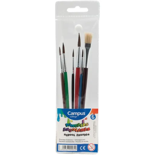 Pincéis Campus Pack 6 Unid Ideais para Aguarela