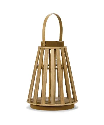 Porta-Velas em MDF com Vidro Interior Natural 26,5 x 32 cm