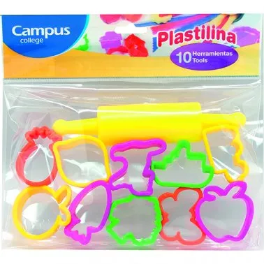 Conjunto com 10 Moldes + Rolo para Plasticina – Campus