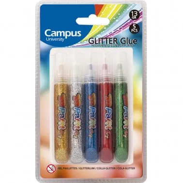 Cola Glitter Blister 5 Tubos de Cores – Campus
