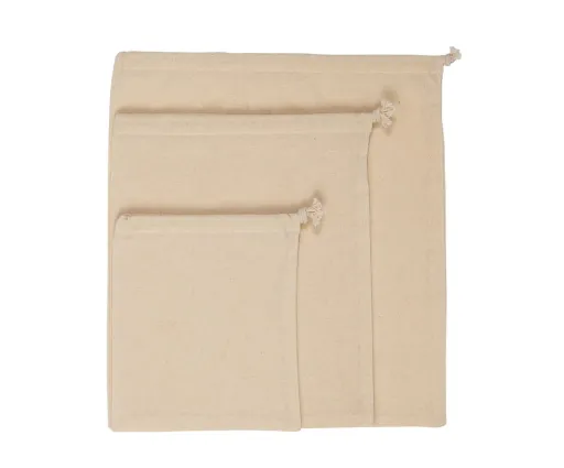 Conjunto de 3 Sacos de Compras em Algodão 34x38 cm – Reutilizáveis e Sustentáveis
