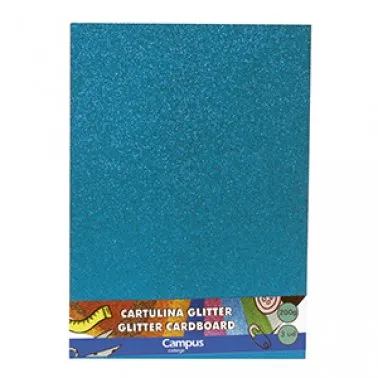 Cartolina com Purpurina Campus A4 200g Azul Claro – Campus