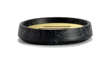 Saboneteira Efeito Mármore Preto e Dourado – Andrea House