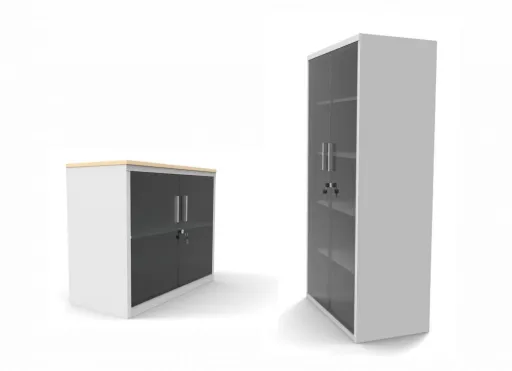 Armário com Portas de Vidro Sem Moldura 1500x800x420 mm com Tampo em Melamina - Core