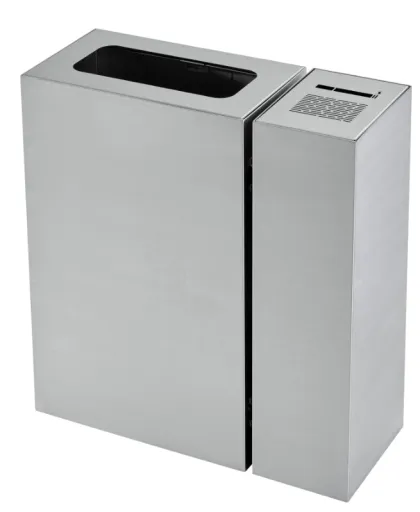 Cinzeiro + Papeleiro em Bloco Totalmente em Aço Inox