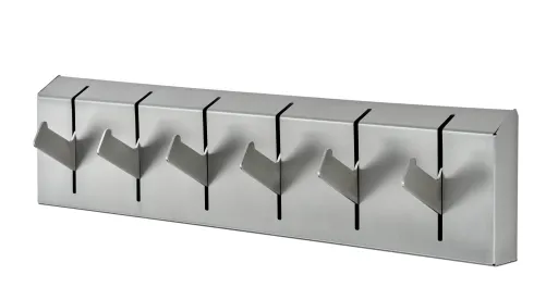 Cabide de Parede em Aço Inox Escovado com 6 Ganchos Rebatíveis