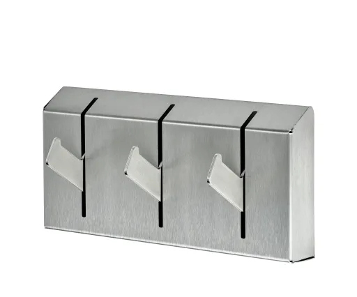 Cabide de Parede em Aço Inox Escovado com 3 Ganchos Rebatíveis