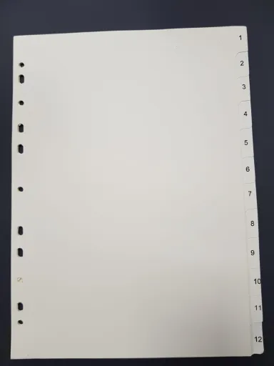 Índice Separador Cartolina Numérico 1 a 12 Classic Marble A4 – Ancor