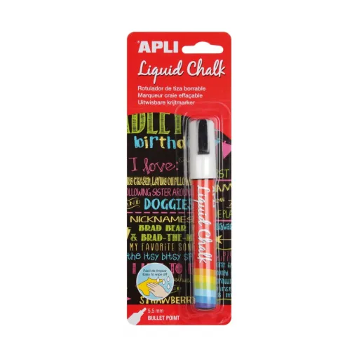 Marcador de Giz Líquido Ponta Redonda 5,5 mm Branco